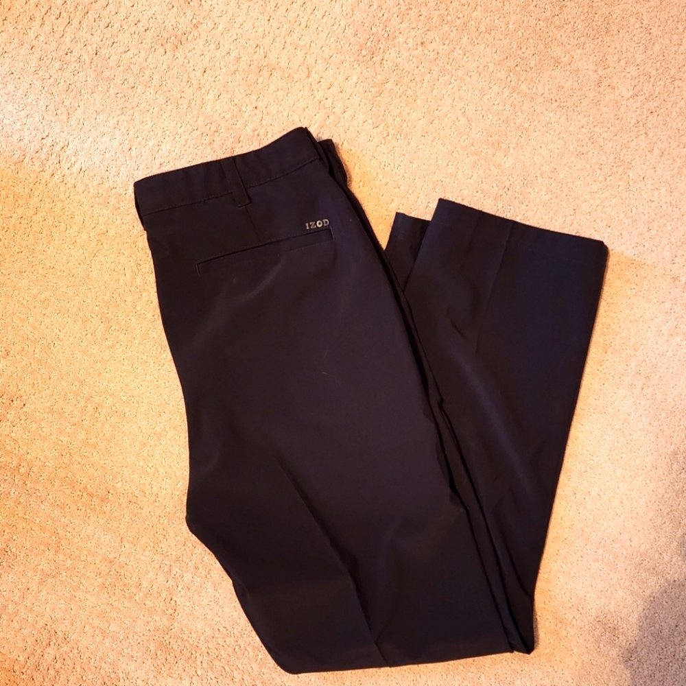 IZOD Pants Black Chino Golf Golfer Lightweight Casual Mens Size 34x32